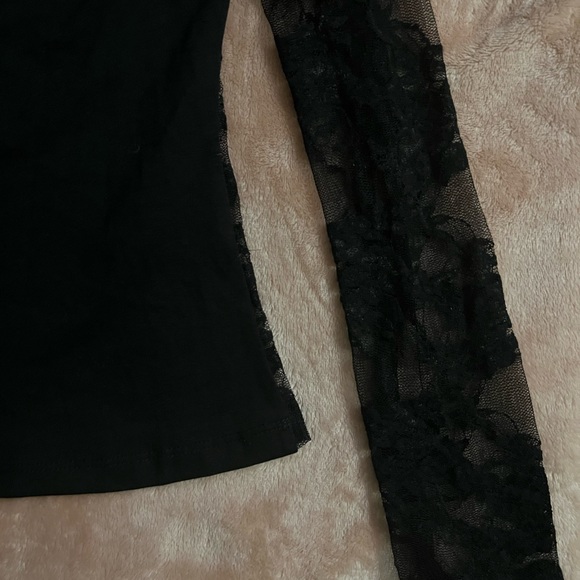 NEW Sheer Lace Long Sleeve Tee Top - Picture 4 of 9